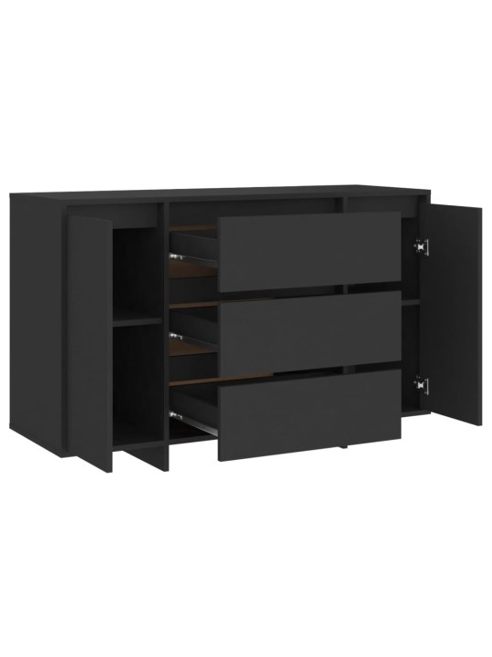 Kumode ar 3 atvilktnēm, melns, 120x41x75 cm inženierijas koks