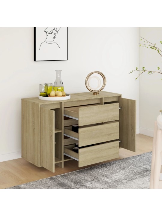 Kumode ar 3 atvilktnēm, ozolkoka krāsā, 120x41x75 cm