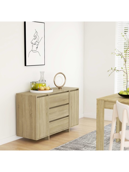 Kumode ar 3 atvilktnēm, ozolkoka krāsā, 120x41x75 cm