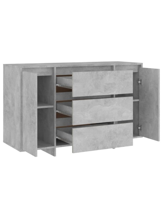 Kumode ar 3 atvilktnēm, pelēka, 120x41x75 cm, inženierijas koks