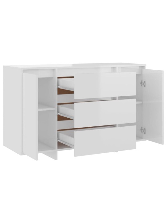 Kumode ar 3 atvilktnēm, balta, 120x41x75 cm inženierijas koks