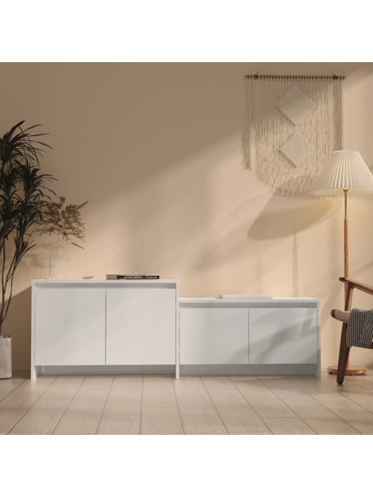 Tv skapītis, spīdīgi balts, 146,5x35x50 cm, inženierijas koks