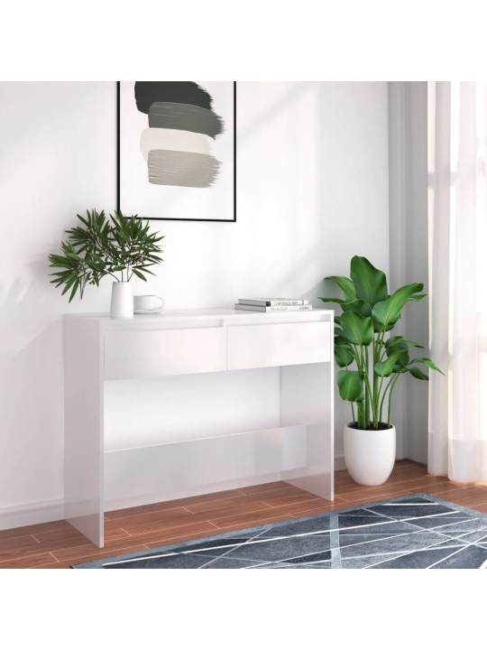 Konsoles galdiņš, balts, 100x35x76,5 cm, inženierijas koks