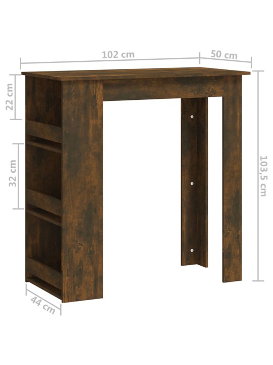 Bāra galds ar plauktu ozolkoka 102x50x103,5cm inženierijas koks