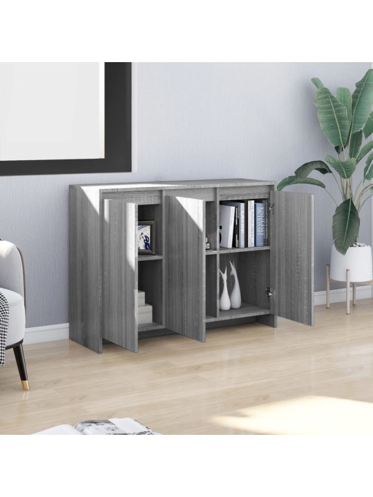 Kumode, pelēka ozolkoka krāsa, 102x33x75 cm, inženierijas koks