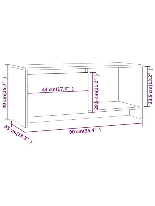 Tv skapītis, ozolkoka krāsa, 90x35x40 cm, inženierijas koks