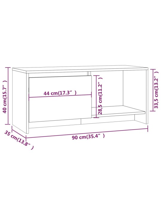 Tv skapītis, pelēcīga ozola krāsa, 90x35x40cm inženierijas koks