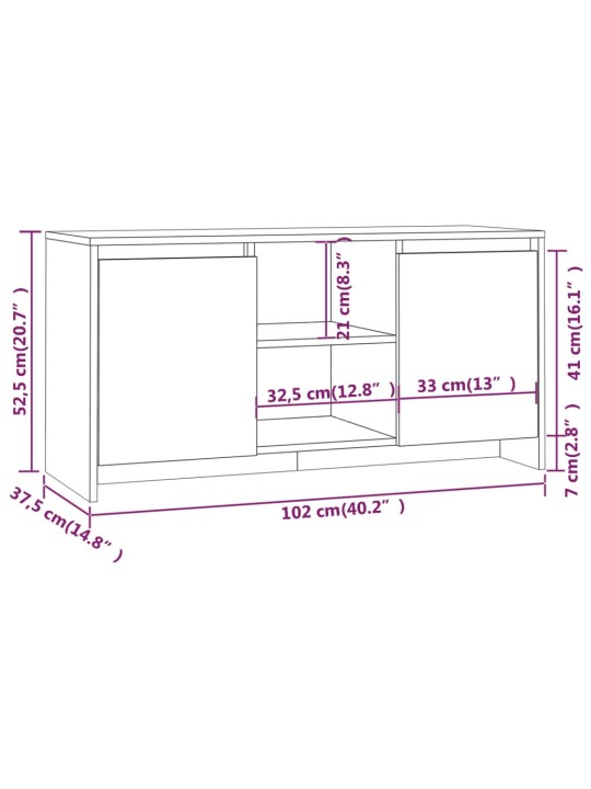 Tv skapītis, ozolkoka krāsa, 102x37,5x52,5cm, inženierijas koks