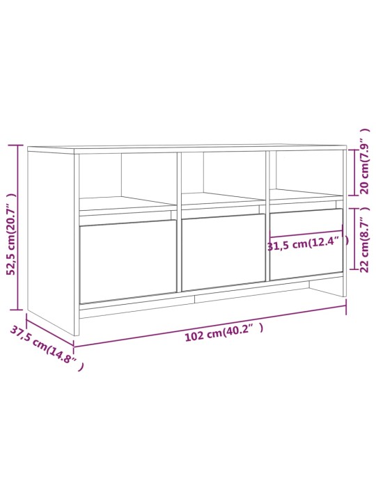 Tv skapītis, ozolkoka krāsā, 102x37,5x52,5cm, inženierijas koks
