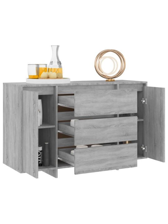 Kumode ar 3 atvilktnēm, pelēcīga, 120x41x75cm inženierijas koks