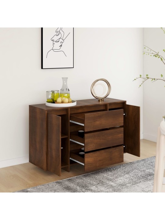 Kumode ar 3 atvilktnēm, ozolkoka, 120x41x75cm inženierijas koks
