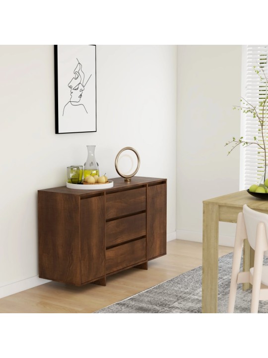 Kumode ar 3 atvilktnēm, ozolkoka, 120x41x75cm inženierijas koks