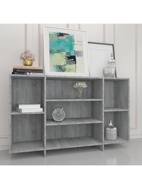 Kumode, pelēka ozolkoka krāsa, 120x30x75 cm, inženierijas koks