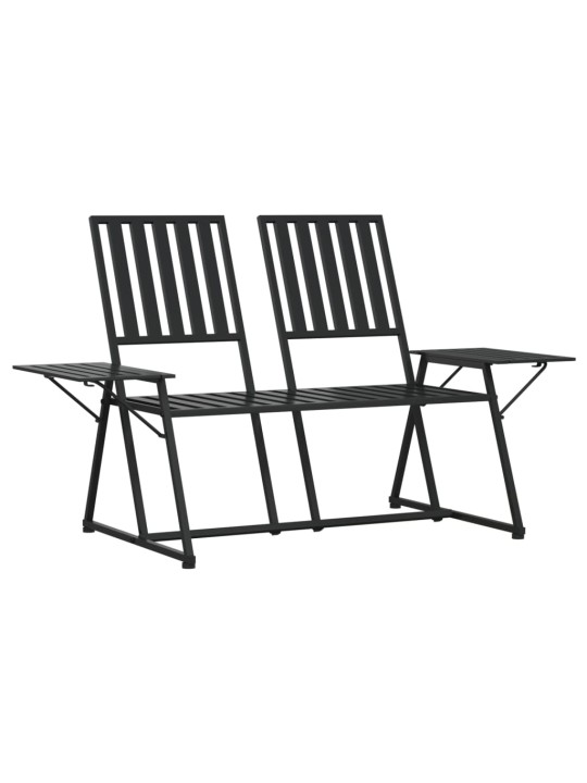Divvietīgs dārza sols, 165 cm, melns, tērauds