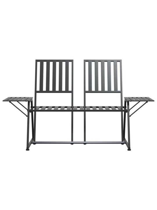 Divvietīgs dārza sols, 165 cm, melns, tērauds