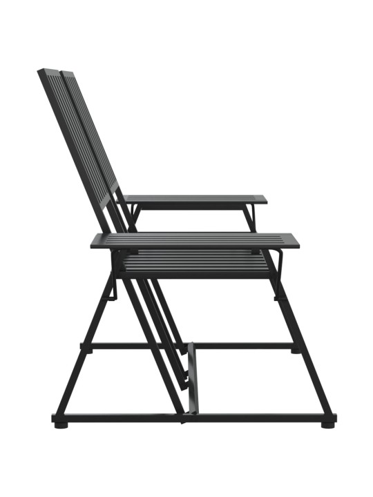 Divvietīgs dārza sols, 165 cm, melns, tērauds