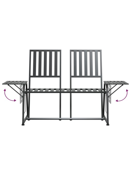 Divvietīgs dārza sols, 165 cm, melns, tērauds