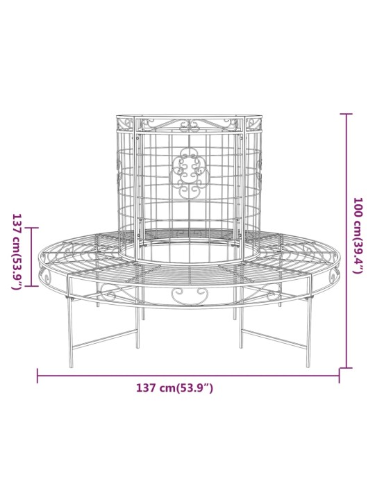 Sols, uzstādāms ap koku, ø137 cm, melns tērauds