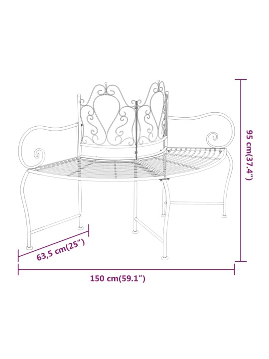 Sols, uzstādāms ap koku, 150 cm, melns tērauds