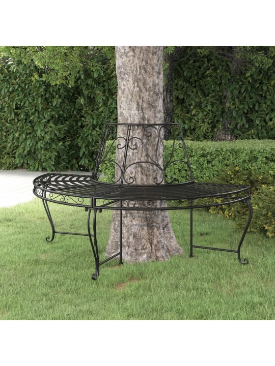 Sols, uzstādāms ap koku, pusapaļš, ø160 cm, melns tērauds