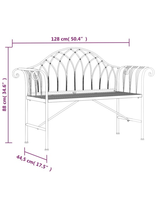 Divvietīgs dārza sols, 128 cm, melns, tērauds