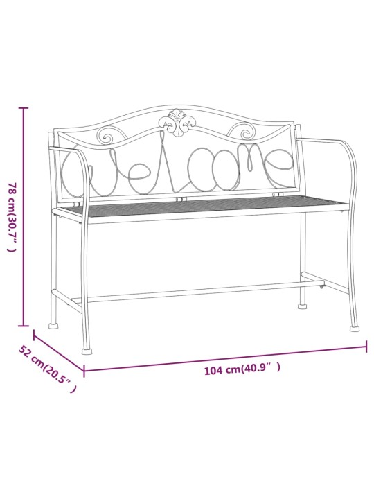 Divvietīgs dārza sols, 104 cm, melns, tērauds