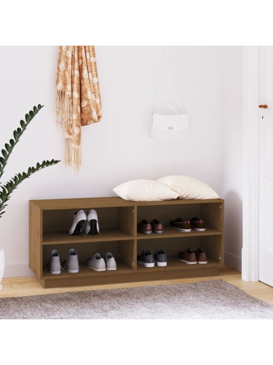 Apavu plaukts, medus brūns, 110x34x45 cm, priedes masīvkoks