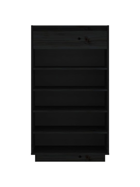 Apavu plaukts, melns, 60x34x105 cm, priedes masīvkoks
