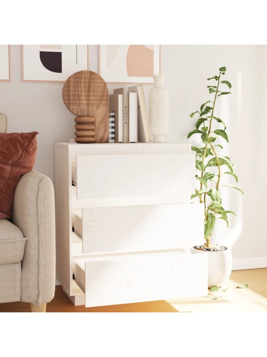 Kumode, balta, 60x34x75 cm, priedes masīvkoks