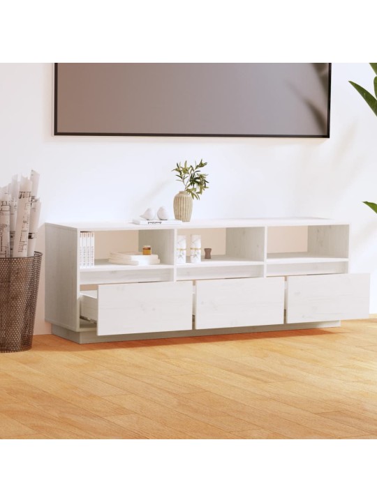 Tv skapītis, balts, 140x37x50 cm, priedes masīvkoks