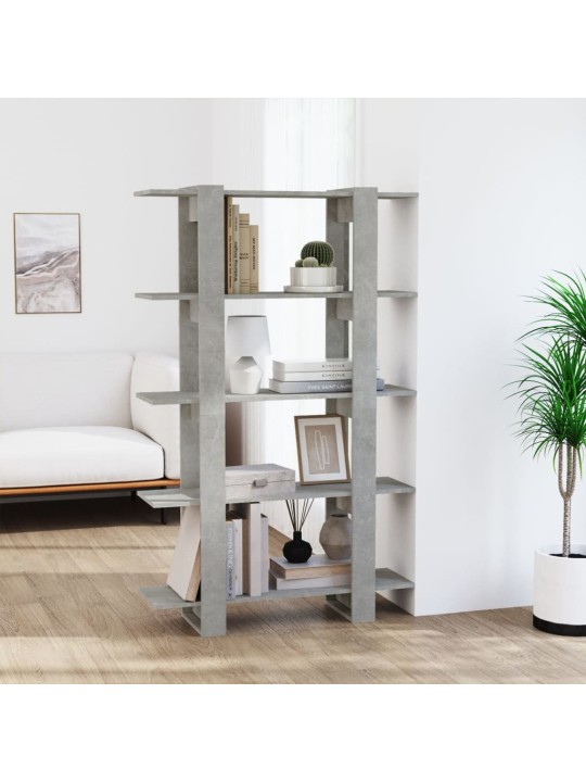Grāmatu plaukts, aizslietnis, betona pelēks, 100x30x160 cm