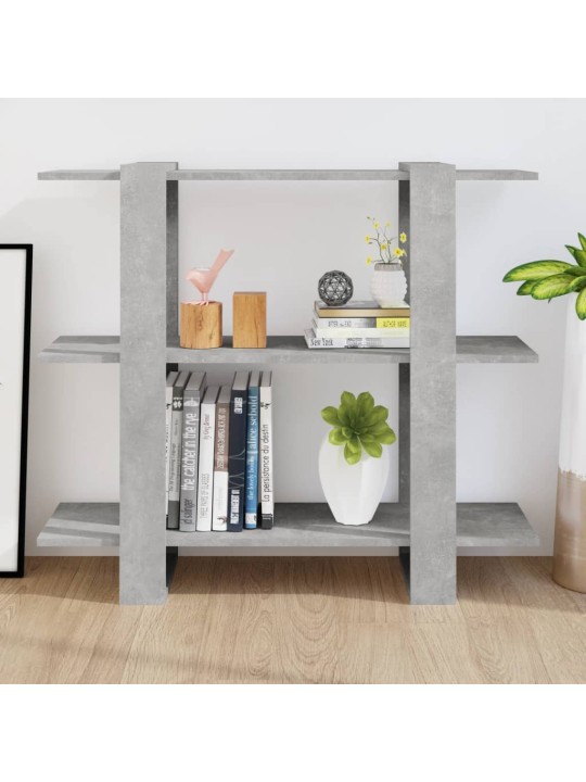 Grāmatu plaukts, aizslietnis, betona pelēks, 100x30x87 cm