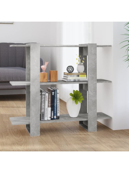 Grāmatu plaukts, aizslietnis, betona pelēks, 100x30x87 cm