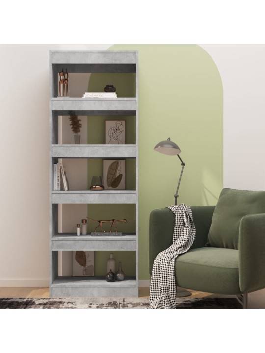 Grāmatu plaukts, betona pelēks, 60x30x166, skaidu plāksne