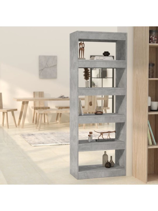 Grāmatu plaukts, betona pelēks, 60x30x166, skaidu plāksne