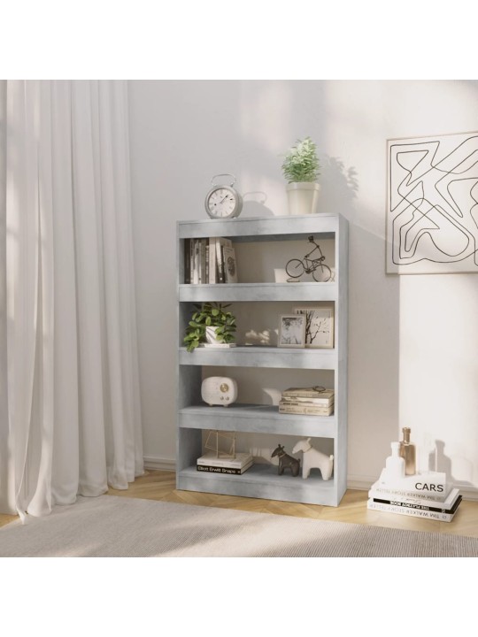 Grāmatu plaukts, betona pelēks, 80x30x135 cm, skaidu plāksne