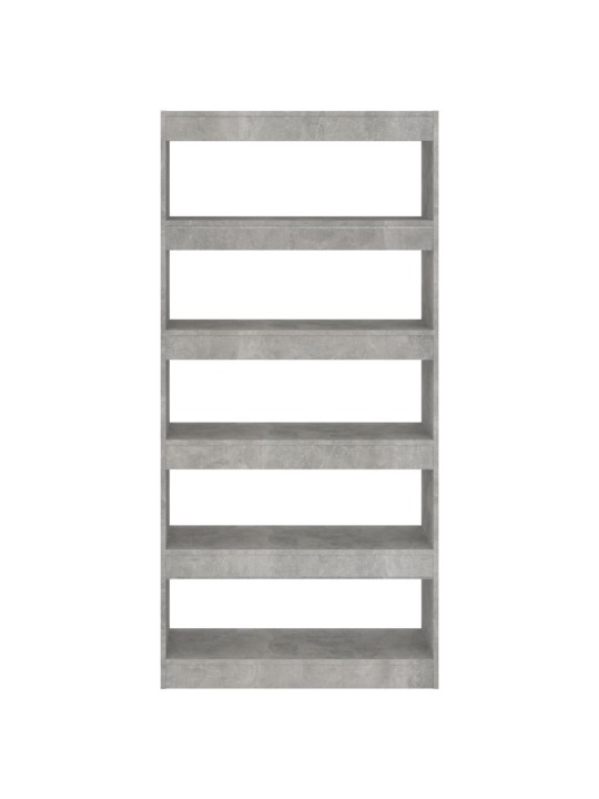 Grāmatu plaukts, betona pelēks, 80x30x166 cm, skaidu plāksne