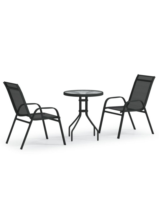 3-daļīgs bistro mēbeļu komplekts, melns