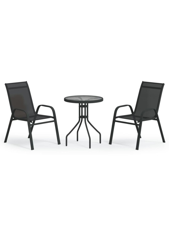 3-daļīgs bistro mēbeļu komplekts, melns