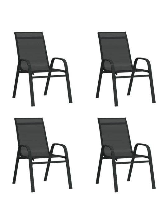 Dārza krēsli, 4 gab., tekstilēns, melni