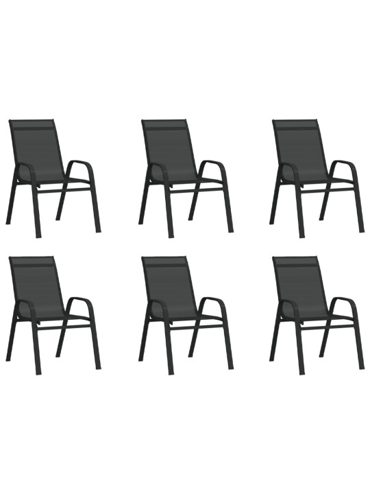 Dārza krēsli, 6 gab., tekstilēns, melni