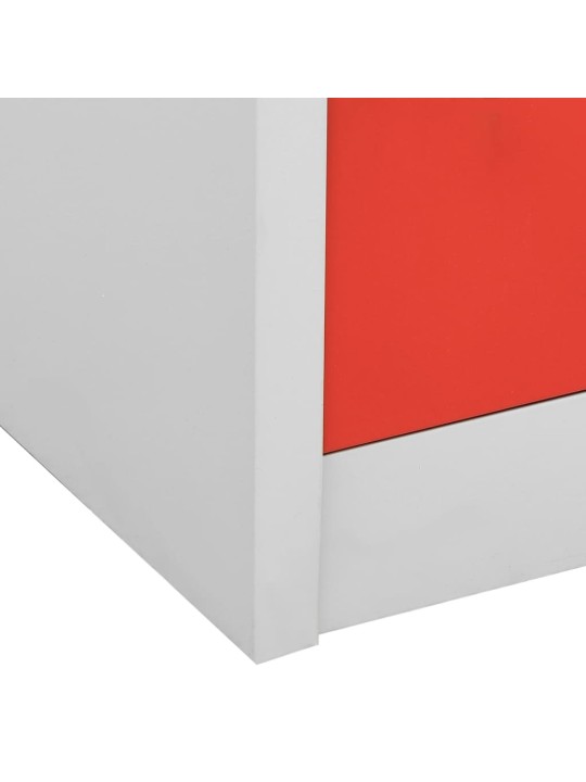 Ģērbtuves skapji, 5 gab., 90x45x92,5 cm, tērauds, pelēksarkani