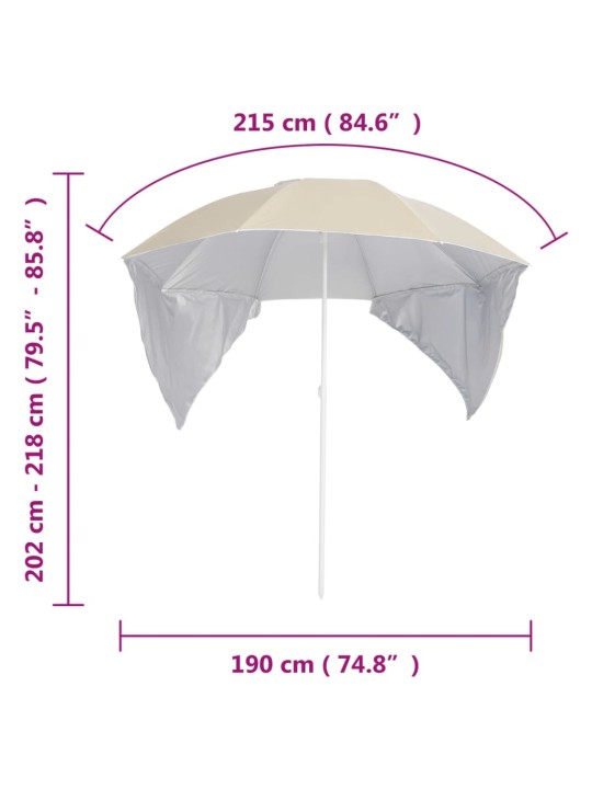 Pludmales saulessargs ar sānu sienām, 215 cm, bēšs