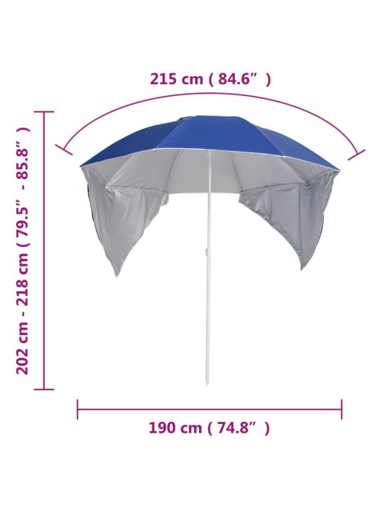 Pludmales saulessargs ar sānu sienām, 215 cm, zils