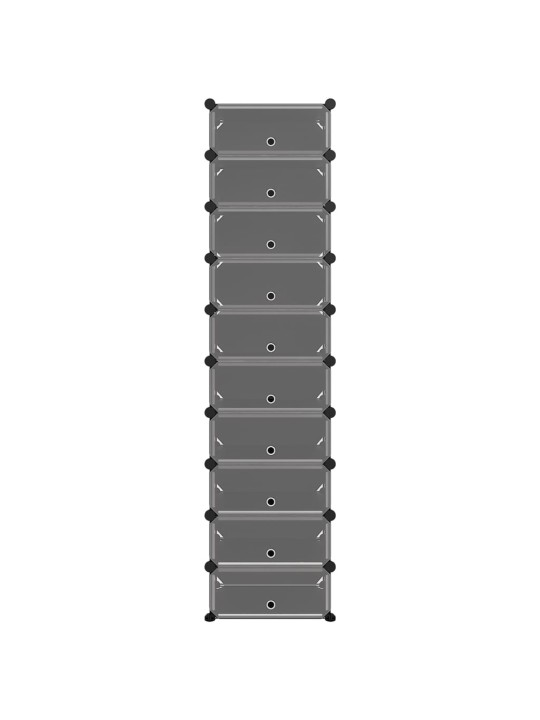 Apavu plaukts, melns, 44x32x174 cm, plastmasa