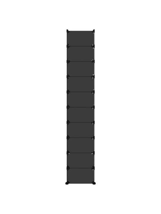 Apavu plaukts, melns, 44x32x174 cm, plastmasa