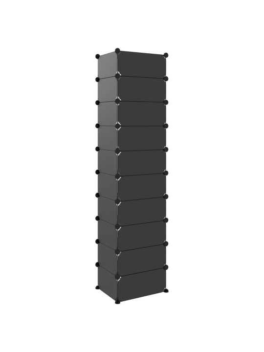 Apavu plaukts, melns, 44x32x174 cm, plastmasa