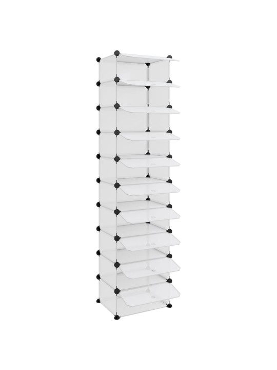 Apavu plaukts, caurspīdīgs, 44x32x174 cm, plastmasa