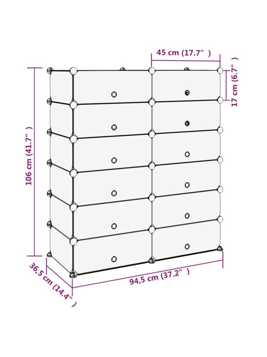 Apavu plaukts, melns, 94,5x36,5x106 cm, plastmasa