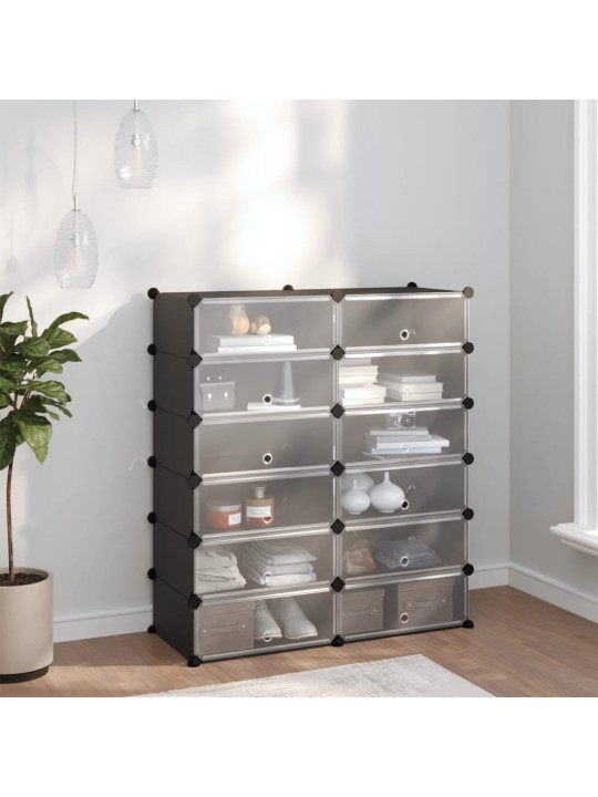 Apavu plaukts, melns, 94,5x36,5x106 cm, plastmasa